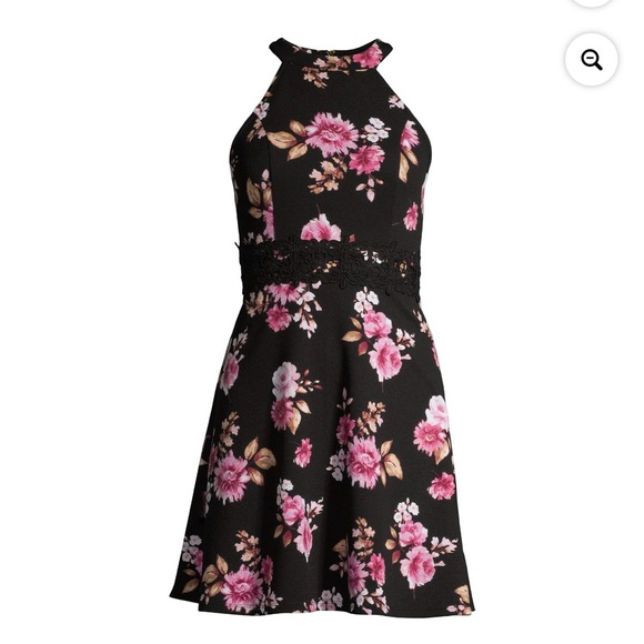 NO BOUNDARIES. NWT. Black/Pink Floral, Sleeveless Dress. Size 2X. Halter… - Picture 4 of 12
